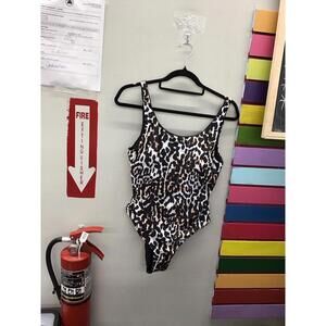 Renee swimsuit reversible one piece size small cheetah and black new HSN